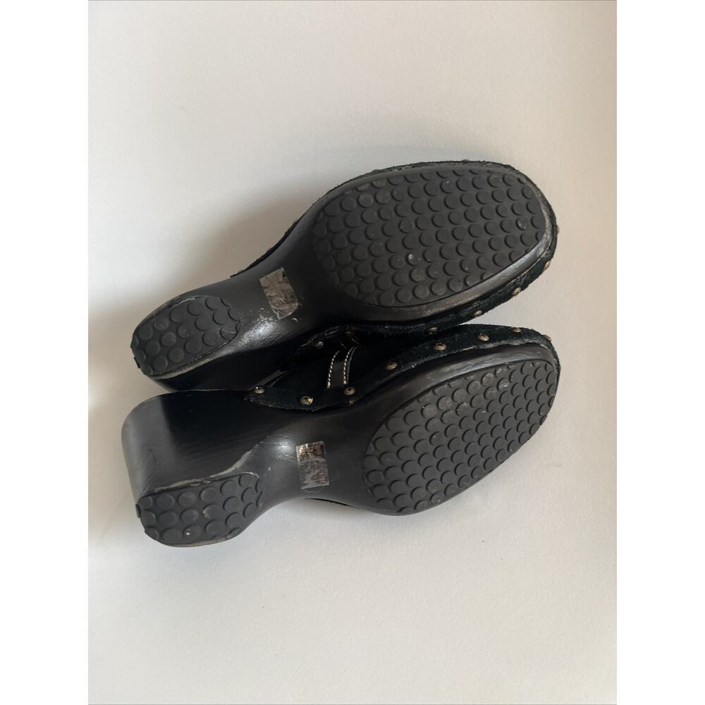 Y2K VTG ? Sbicca of California Black Suede Bow Clogs Women’s 6.5 M - Picture 9 of 14